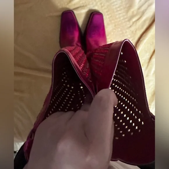 Fuchsia Studded Heeled Boots - Picture 6 of 9